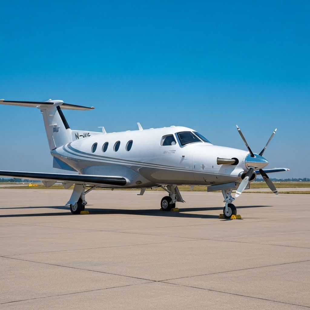 Pilatus PC-12 turboprop aircraft on the ramp